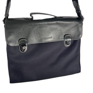 Preppy Dark Academia black leather messenger bag/ satchel